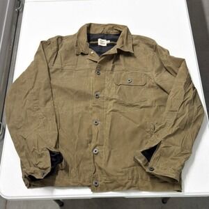 Flint and Tinder Flannel-Lined Waxed trucker Jacket Tan Mens Large Made in USA